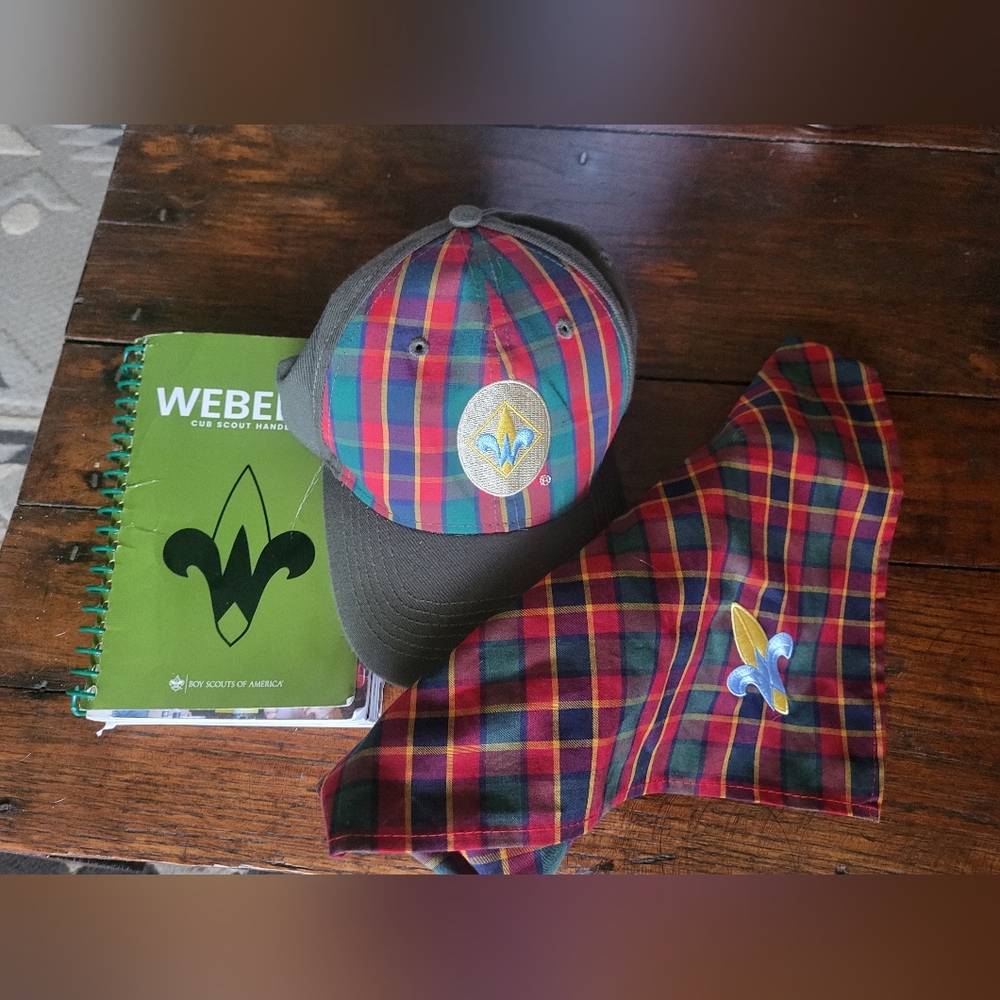 Webelo hat, neckerchief, and book